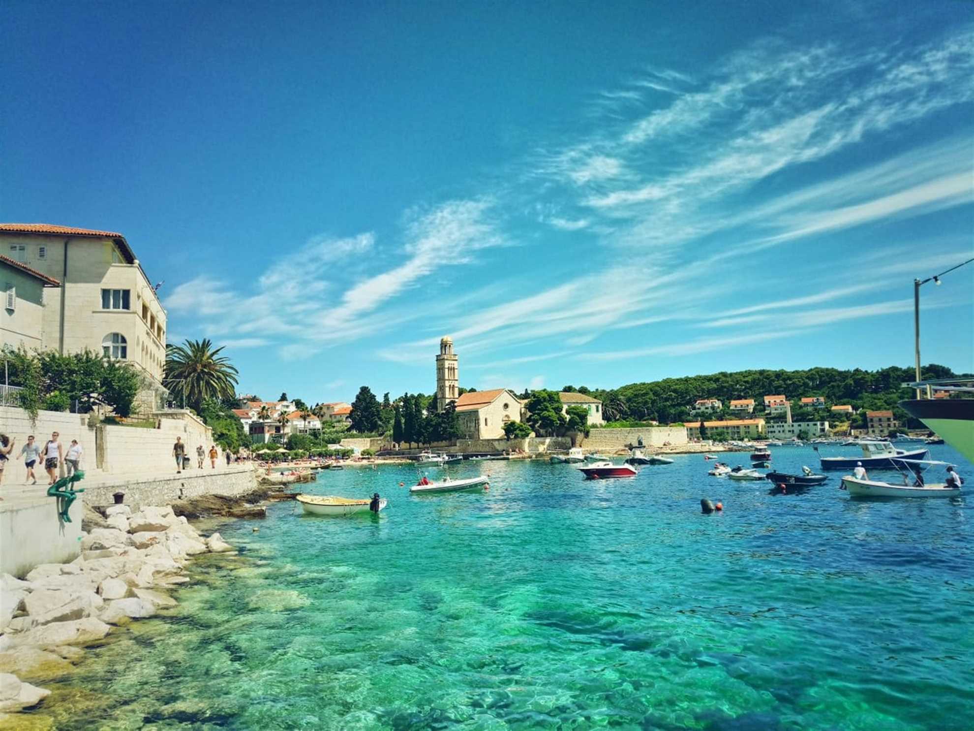 Beach in front of Franciscan Monastery in Hvar