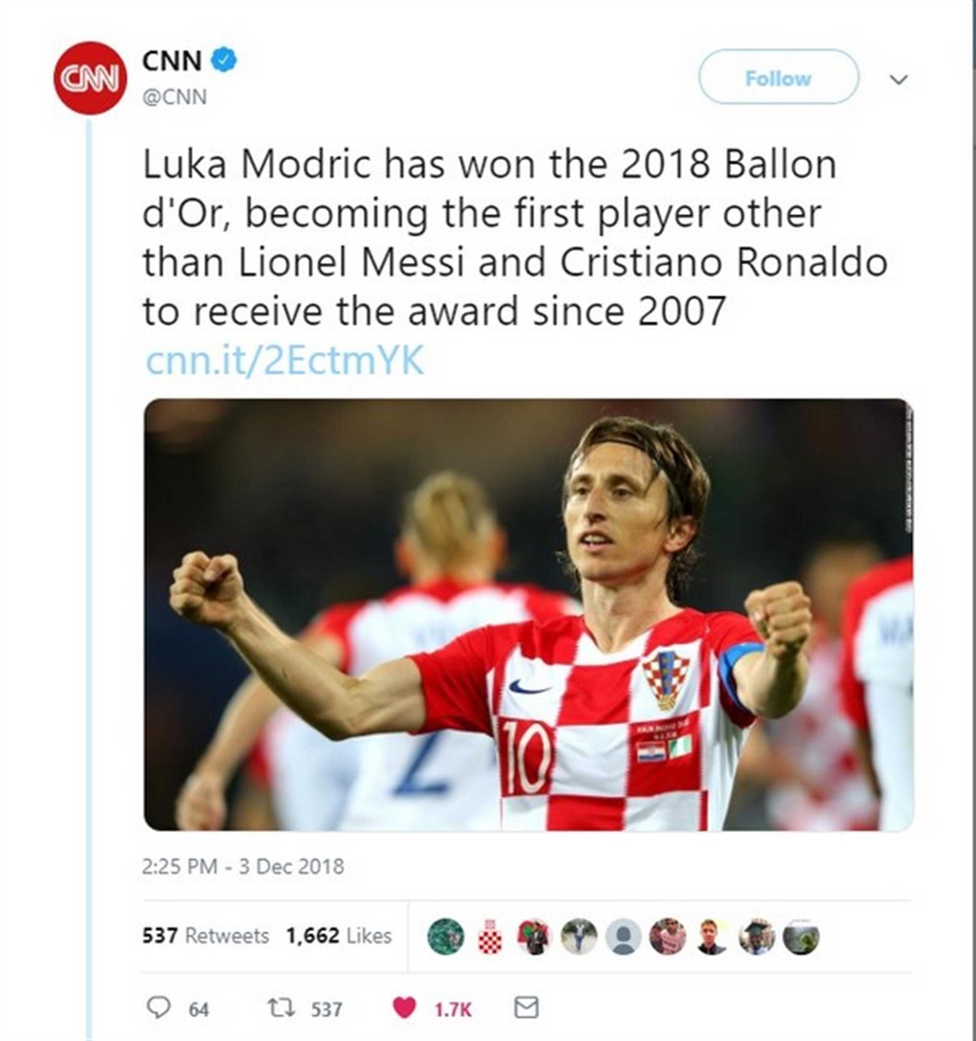 CNN izvještava o Luki Modriću