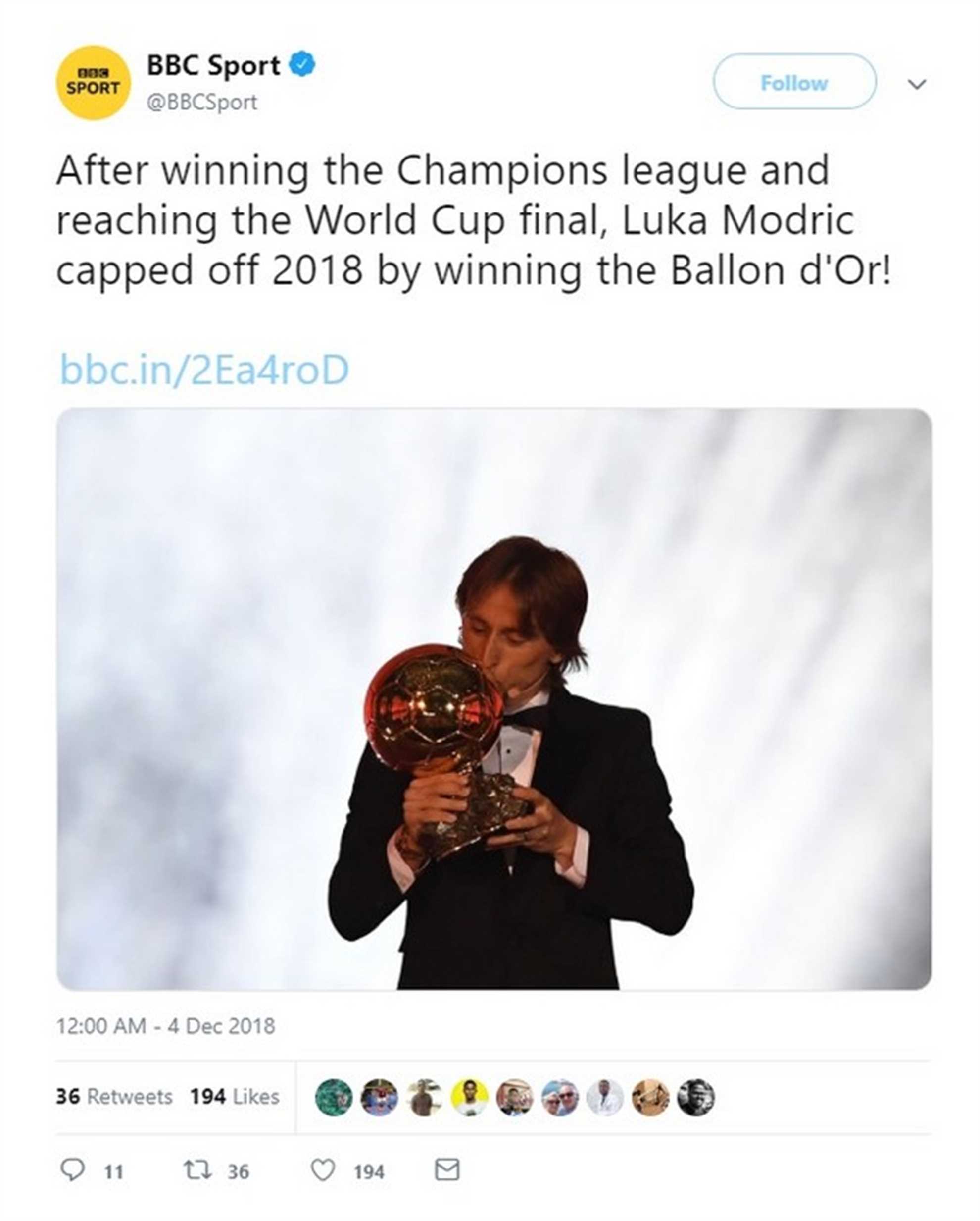 BBC Sport tweets om Luka Modric