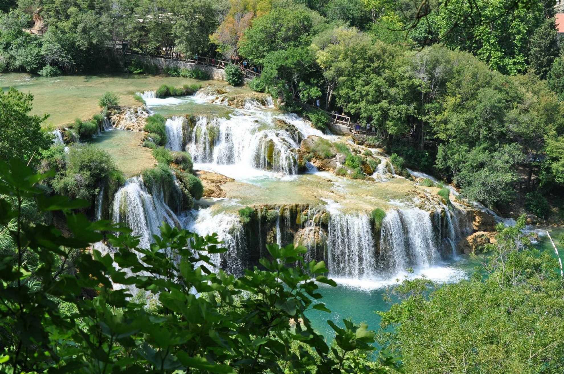 Luftfoto på Krka-fossen